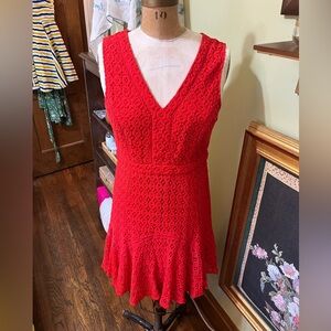 Anthropologie San & Soni red crochet flared mini dress
